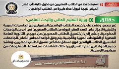 الحكومة ترد على أنباء استبعاد طلاب مصريين من الالتحاق بطب قصر العيني 