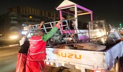 حملة مسائية لرفع الاشغالات في شارعي الخمسين والزهراء الرئيسي