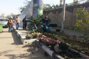أعمال تطوير وزراعة الجزيرة الجانبية لسور جامعة الأزهر