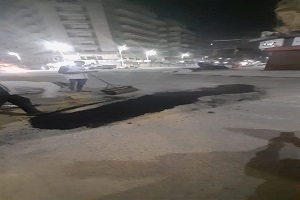 ترميم الأسفلت بشارع طلعت حرب