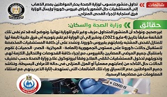 الصحة تنفي تحذير المواطنين من عدم الذهاب للمستشفيات حال الشعور بأعراض كورونا