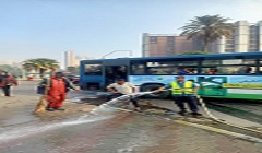 غسيل وتطهير البلدورات والأرصفة بحي السيدة زينب