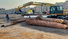 رئيس هيئة النظافة يتفقد أعمال إنشاء حديقة بمحيط ميدان الواحه