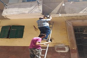 متابعة اعمال الأنارة بالحي 