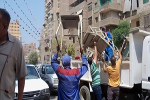 حي دار السلام والمرافق يشنان حملة لإزالة الإشغالات بشارع الفيوم