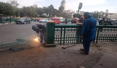 اصلاح الاسوار الحديدية بميدان الاوبرا