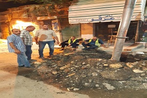 إصلاح كسر ماسورة مياه بالخليفة وإزالة أبنية مخالفة بالحي