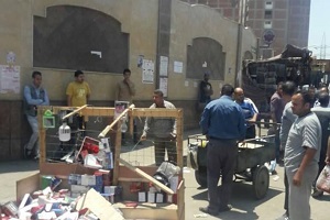 حملة مسائية لرفع الاشغالات بشارع شركة الكهرباء