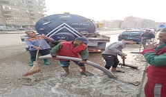 سحب وإزالة تراكمات مياه الأمطار بشوارع وميادين حي المقطم