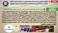 حقيقة مد إجازة منتصف العام الدراسي لتزايد أعداد المصابين بفيروس كورونا