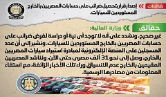 حقيقة اصدار قرار بتحصيل ضرائب على حسابات المصريين بالخارج المستوردين للسيارات