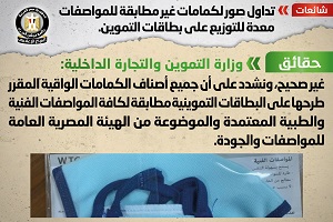 حقيقة توزيع كمامات غير مطابقة للمواصفات على بطاقات التموين