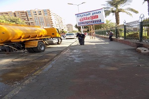 تطهير وتعقيم ميدان محطة حلوان