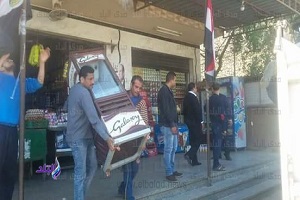 حملة مكبرة لتطهير شوارع وكورنيش التبين من إشغالات المحلات