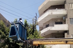 اعمال صيانة لاعمدة الإنارة بشوارع الحي 