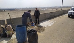 متابعة أعمال رفع كفاءة الانارة على طريق الاوتوستراد