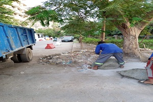 حمله نظافه مكبرة بشوارع الحي