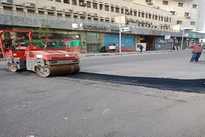 أعمال صيانة وترميم بشارع قصر النيل